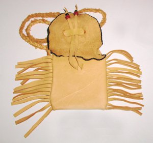 Native American Indian Buckskin Beaded Medicine Bag