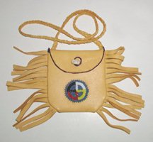 Native American Indian Buckskin Beaded Medicine Bag