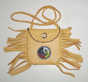 Native American Indian Buckskin Beaded Medicine Bag