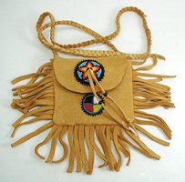 Native American Indian Buckskin Beaded Medicine Bag