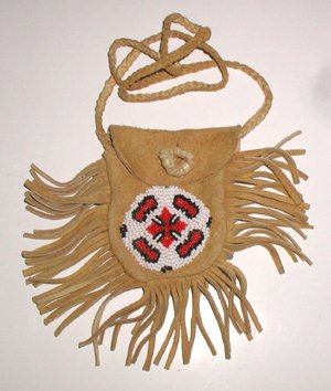 Native American Indian Buckskin Beaded Medicine Bag