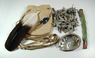 Native American Indian Sacred Smoke Bowl Blessing Smudge Kit