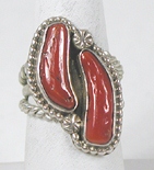 vintage sterling silver and Coral ring size 9 3/4