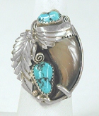 Authentic Native American vintage Navajo sterling silver Turquoise Claw ring size 9 1/2