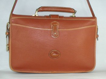 Authentic Dooney and Bourke All Weather Leather Legal Briefcase all British Tan