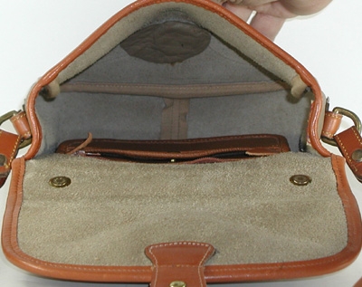 Authentic Dooney and Bourke All Weather Leather R703 Vintage Square Carrier in Taupe and British Tan