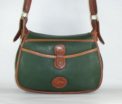 Authentic Dooney & Bourke R57 Horseshoe Shoulder Bag Fir and British Tan