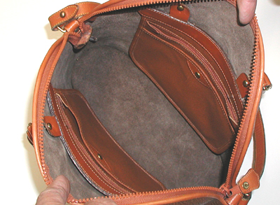Authentic Dooney and Bourke All Weather Leather Large Norfolk Case Dark Taupe and Brithish tan