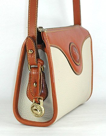 Authentic Vintage Dooney and Bourke Vintage All Weather Leather Zip Top bag bone and British tan