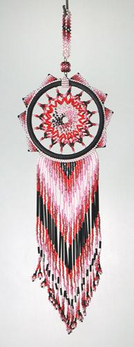 Authentic Native American Lakota 4 inch diameter Double Beaded Dreamcatcher