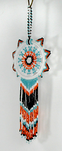 Authentic Native American Dreamcatcher 2 1/4 inch beaded blue and orange from Lakota Visions