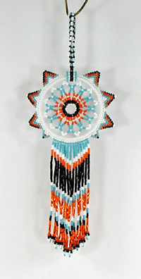 Authentic Native American Dreamcatcher 2 1/4 inch beaded blue and orange from Lakota Visions