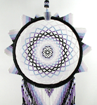 Authentic Native American Dreamcatcher 6 1/4 inch beaded lavendar and black by South Dakota Lakota