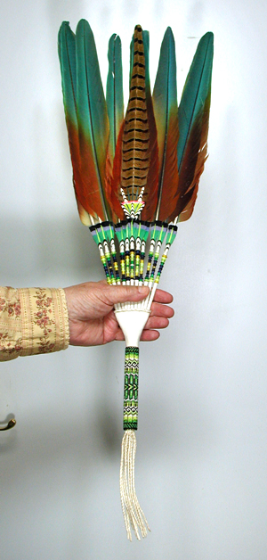 Authentic Native American Ceremonial Peyote Fan by Navajo artisan Lester Black Horse