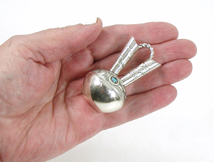 Authentic Native American sterling silver and Turquoise Miniature Wedding Vase by Navajo artist Wesley Whitman