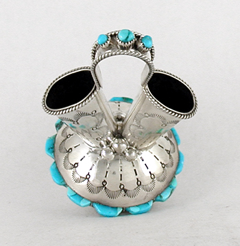 Authentic Native American sterling silver and Turquoise Miniature Wedding Vase by Navajo artisan Wilford Begay
