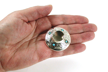 Authentic Native American sterling silver and turquoise Salt Cellar by Navajo artist Wesley Whitman