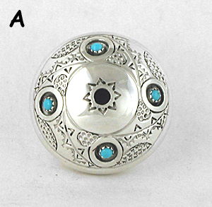Authentic Native American sterling silver and turquoise seed pot by Navajo artist Wesley Whitman