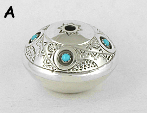 Authentic Native American sterling silver and turquoise seed pot by Navajo artist Wesley Whitman