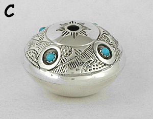 Authentic Native American sterling silver and turquoise seed pot by Navajo artist Wesley Whitman