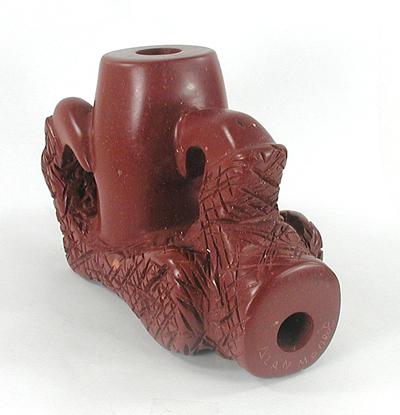Authentic Native American catlinite pipestone eagle claw effigy pipe by Lakota artist Alan Monroe