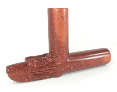 Authentic Native American catlinite pipestone wolf effigy pipe by Lakota Alan Monroe