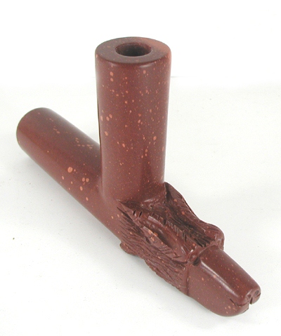 Authentic Native American catlinite pipestone wolf effigy pipe by Lakota Alan Monroe