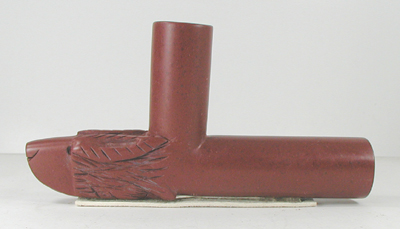Authentic Native American catlinite pipestone wolf effigy pipe by Lakota Alan Monroe