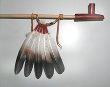 Authentic Native American five feather pipe drops by Lakota artist Alan Monroe