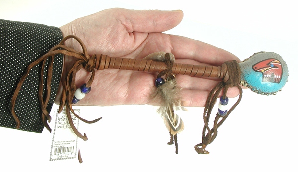 Authentic Native American handmade rawhide rattle with COA by Navajo Fedelia Beaver