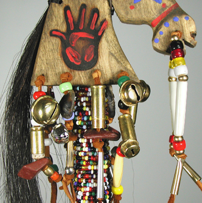 Authentic Native American horse spirit with red hand Dance Rattle by Lakota Alan Monroe