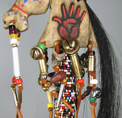 Authentic Native American horse spirit with red hand Dance Rattle by Lakota Alan Monroe