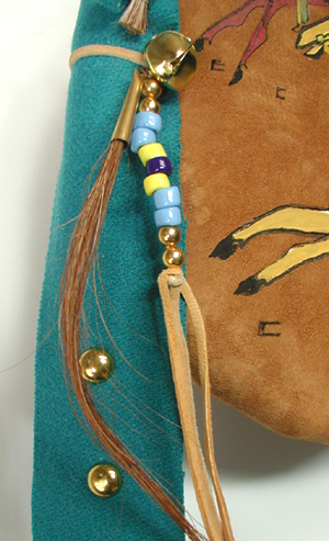 Authentic Native American hand painted three horses dance shield by Pine Ridge Lakota artisan Travis Harden