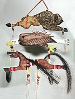 Native American Lakota animal stick wall hangings
