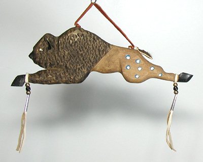 Authentic Native American Buffalo Stick Wall Hanging by Alan Monroe Lakota 