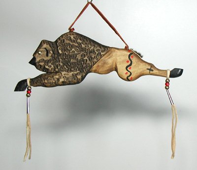 Authentic Native American Buffalo Stick Wall Hanging by Alan Monroe Lakota 