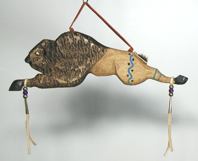 Authentic Native American Buffalo Stick Wall Hanging by Alan Monroe Lakota