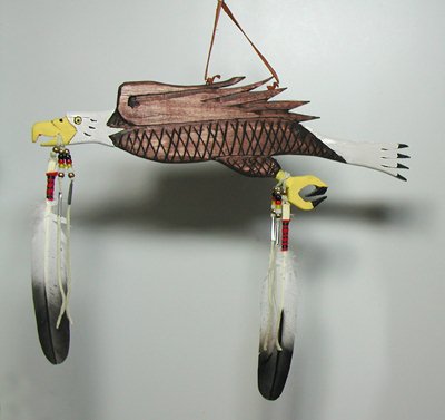 Authentic Native American Eagle Stick Wall Hanging by Alan Monroe Lakota 