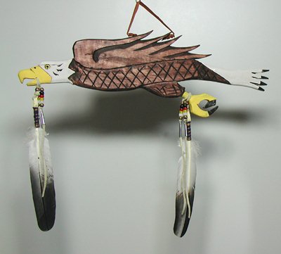 Authentic Native American Eagle Stick Wall Hanging by Alan Monroe Lakota 