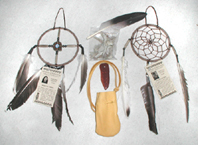 Authentic Native American Sweet Dreams Power Bundle including Dreamcatcher, medicine wheel, deer skin bag, white sage, sacred pipestone pendant