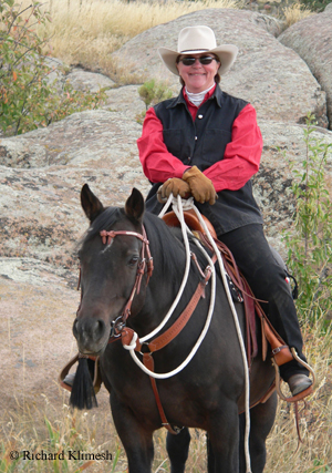 Cherry Hill mounted on her Quarter Horse Aria