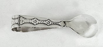 Native American stamped Sterling Silver and turquoise  baby spoon by Navajo Jeffrey Castillo