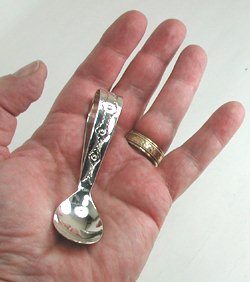 Native American stamped Sterling Silver and turquoise  baby spoon by Navajo Jeffrey Castillo