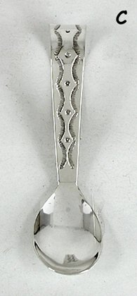 Native American stamped Sterling Silver and turquoise  baby spoon by Navajo Jeffrey Castillo