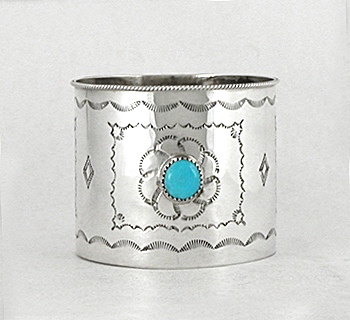 Authentic Native American Indian Sterling Silver and turquoise Baby Cup by Navajo silversmith Jeffrey Castillo