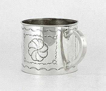 Authentic Native American Indian Sterling Silver and turquoise Baby Cup by Navajo silversmith Jeffrey Castillo