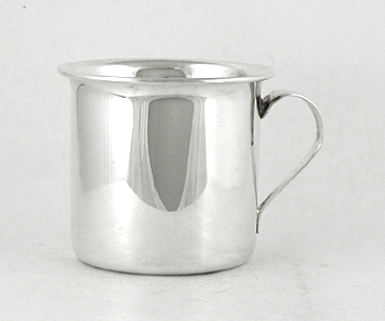 Authentic Native American stamped Sterling Silver Baby Cup with horse and turquoise stone by Wallace Yazzie Jr., Navajo