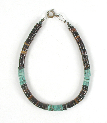 pen shell and turquoise heishi bracelet 7 1/2 nch
