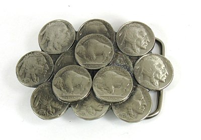 Cast Buffalo Nickels belt buckle 