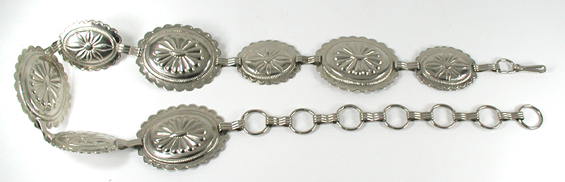 Bargain Barn Shiny Metal Link Concho Belt 28 to 38 inches 
